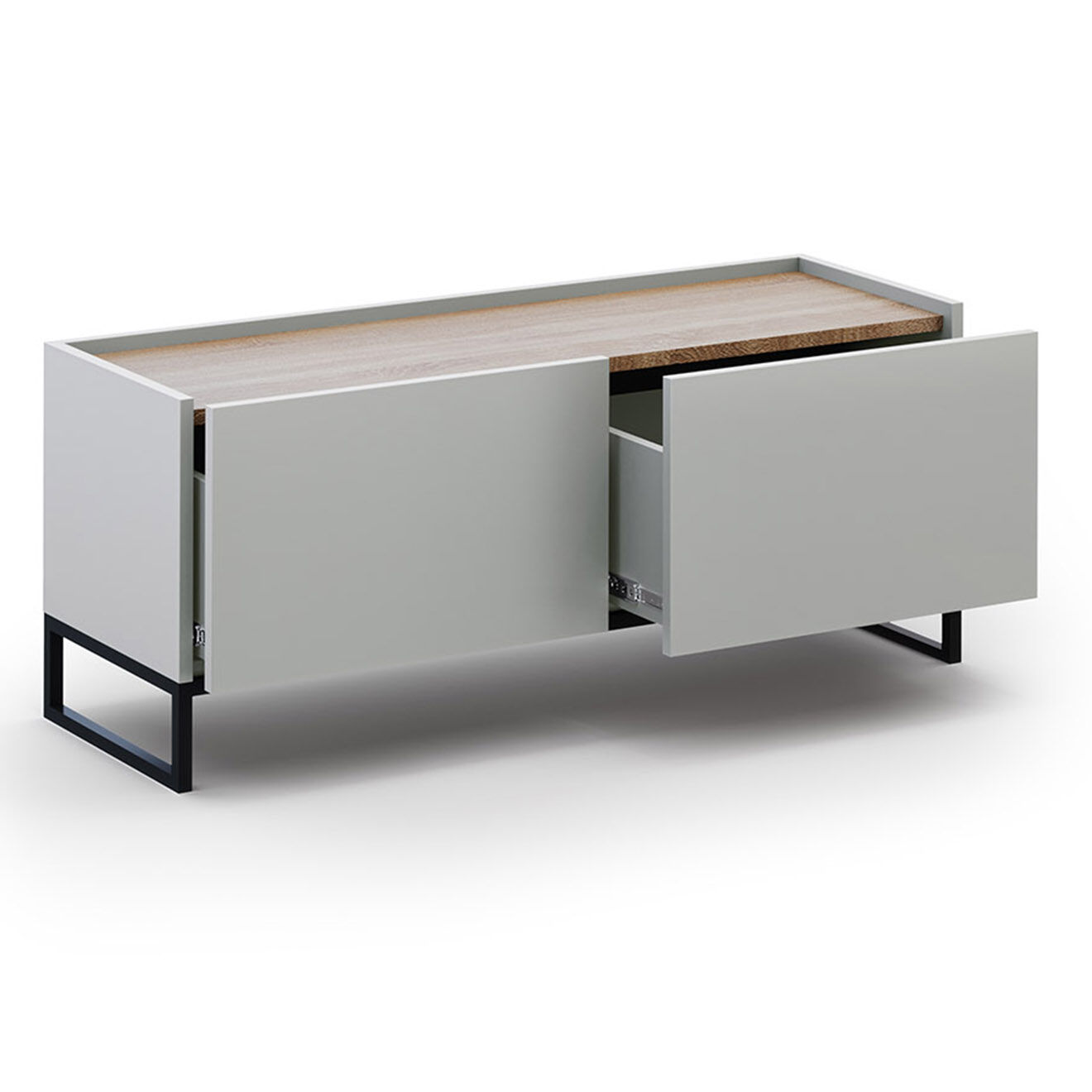 Windsor & Co Meuble TV Helene chêne naturel/gris clair - 120x40x50 cm