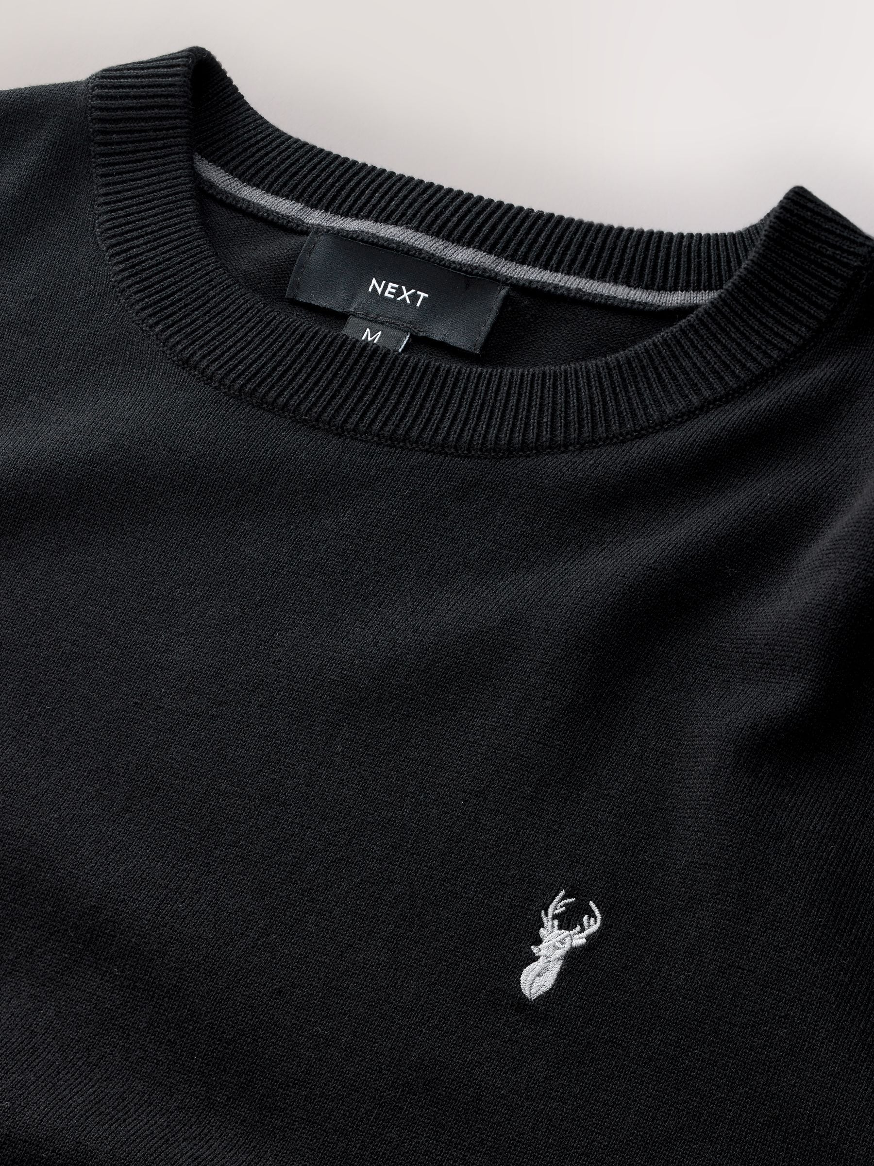 Zwart - Hertlogo - Regular Fit Cotton Rich Crew Neck Jumper