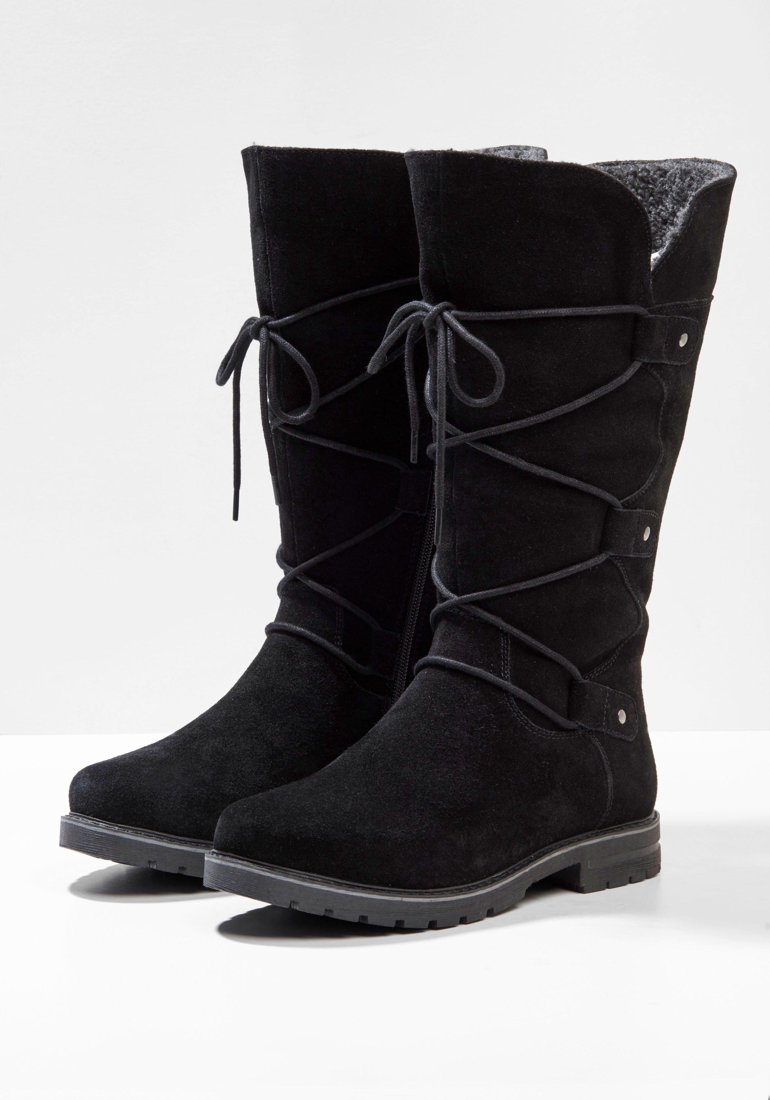 Weitschaftstiefel aus Leder mit Schnürung