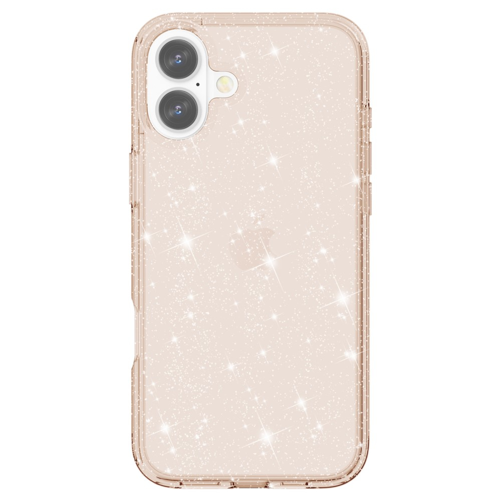 iPhone 16 Hybrid Hardcase Schutzhülle im Glitzer Design - Gold / Transparent