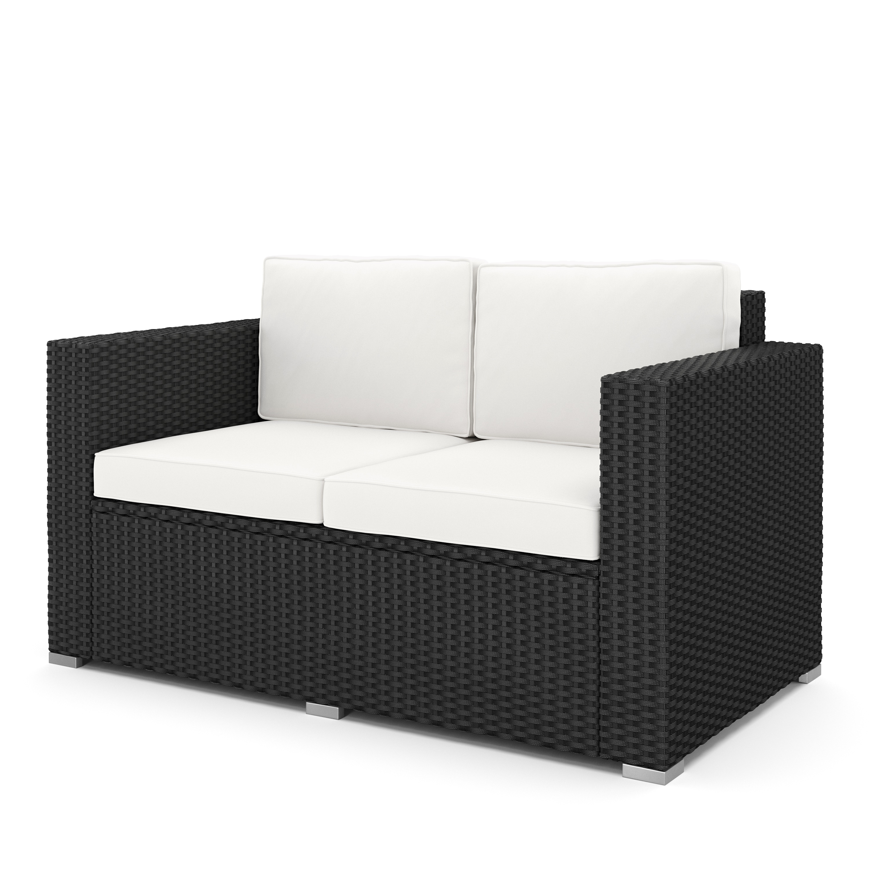 Rattanlounge VENEZIA schwarz/weiss