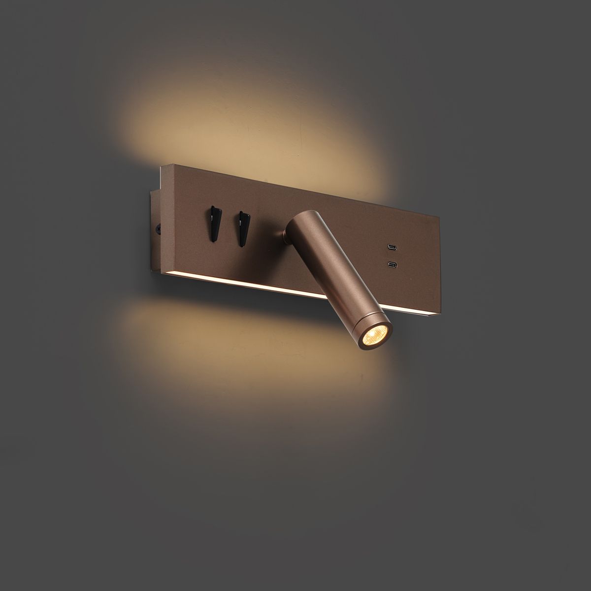 Moderne wandlamp donkerbrons verstelbaar met USB-C incl. LED - Modric