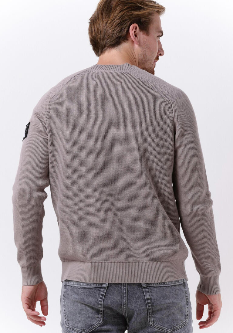 CALVIN KLEIN taupe calvin klein sweater monologo badge sweater