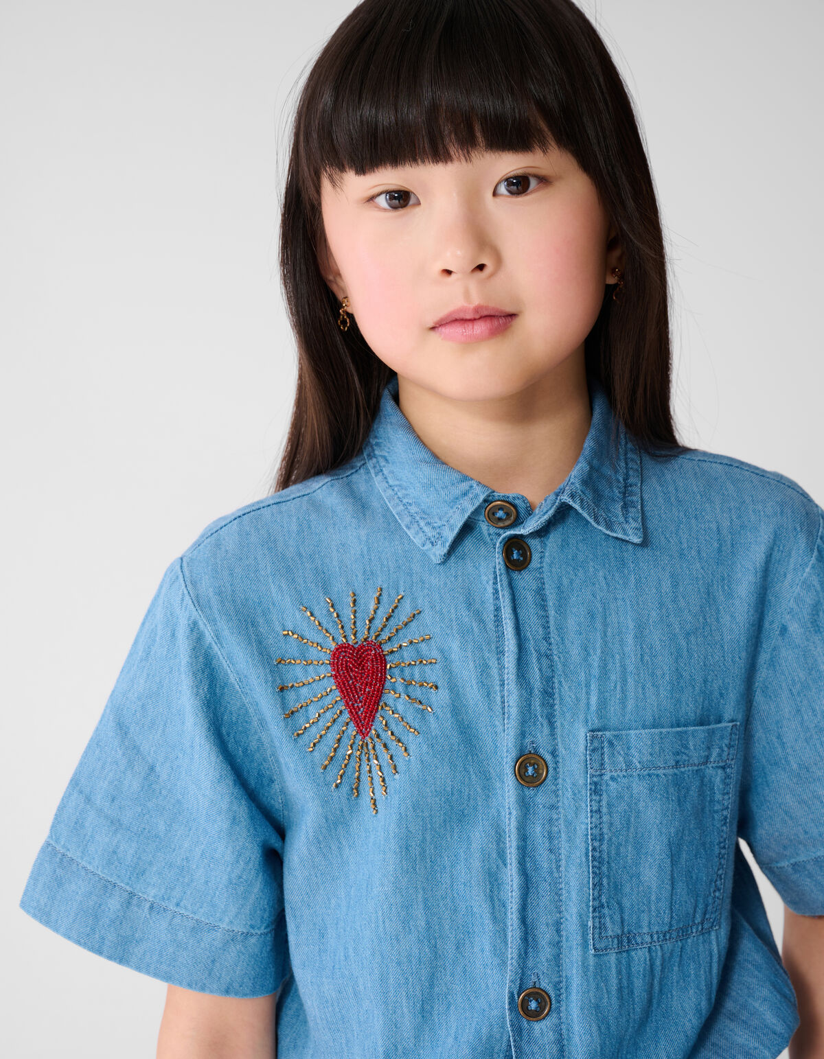 Heart Denim Jumpsuit Lichtblauw