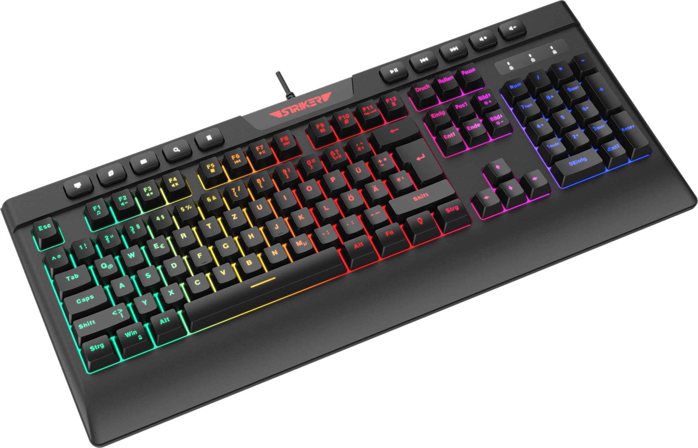 Hyrican Gaming-Tastatur »Striker ST-GKB8115 ( Anti-Ghosting, Multimedia-Tasten, RGB)« (Fn-Tasten | Multimedia-Tasten | USB-Anschluss)