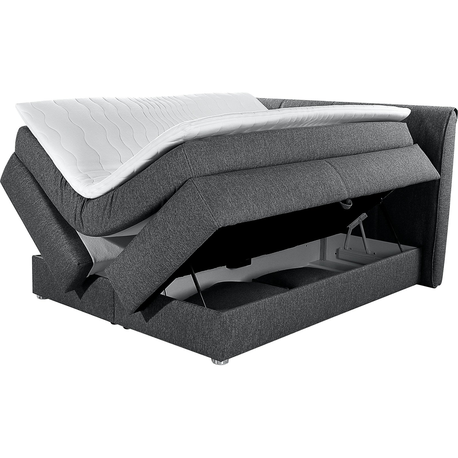 Boxspringbett Carla Stoff 160 x 200, dunkelgrau