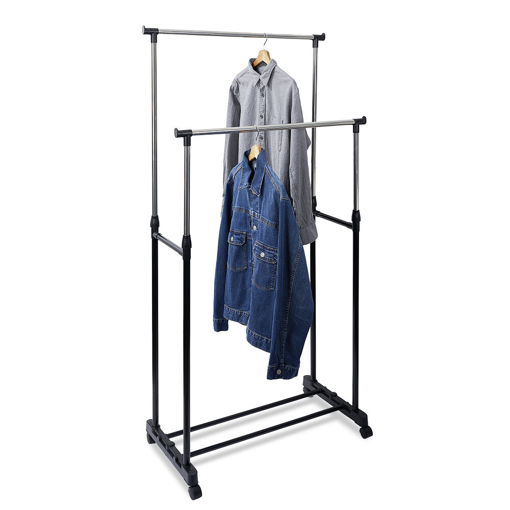 Portant double en métal L80xl42xH95/165 cm