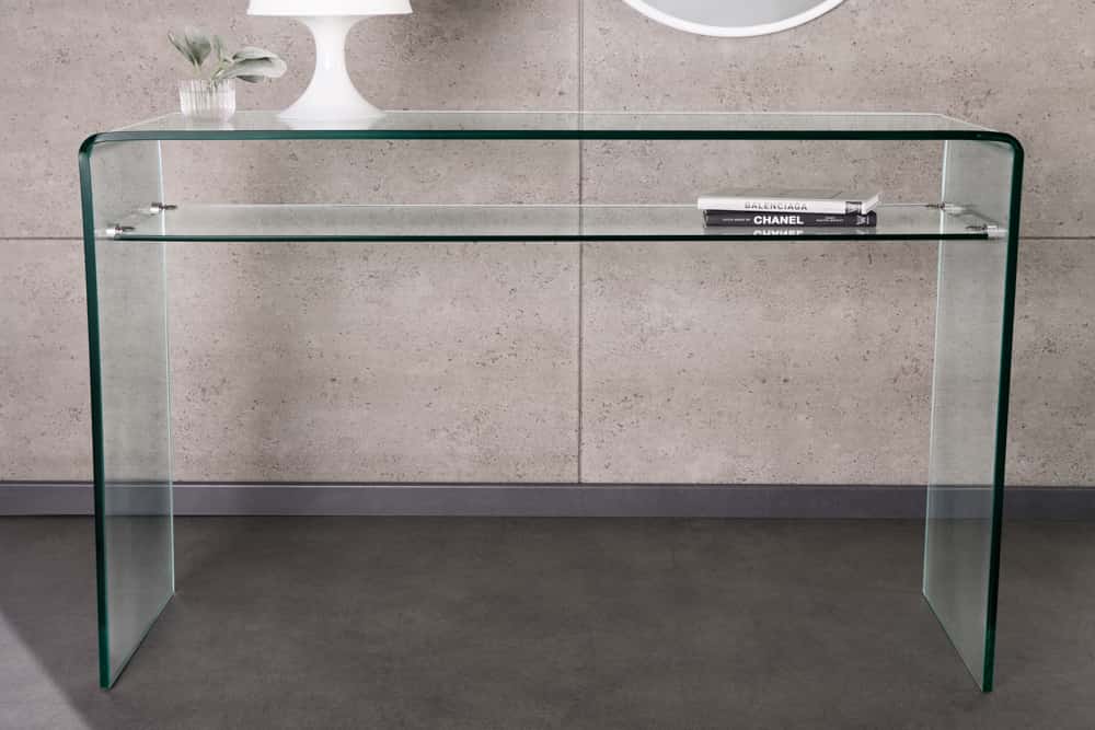 Design Konsolentisch FANTOME 100cm Glas transparent mit Ablage