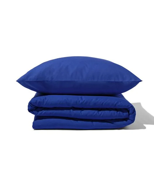 housse de couette coton doux 140 x 200/220 bleu cobalt