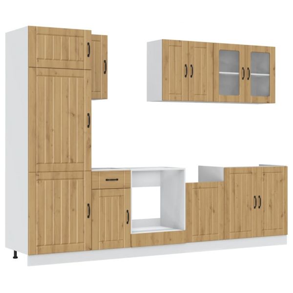 vidaXL 8 Peças Armário de Cozinha Conjunto Kalmar Carvalho Artisiano - 1895381546