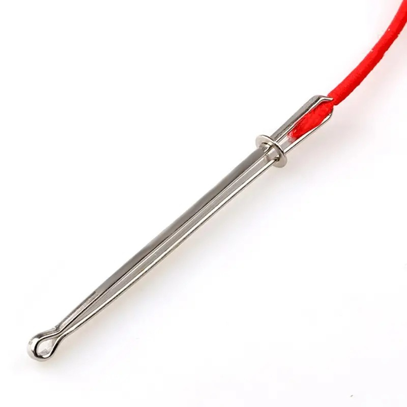 (8cm) Edelstahl Einfädelhilfe Mercerie Hilfsmittel Bandstanze Nadel Gürtel Saum Einfädler für Gummiband / Reissverschluss - Silber