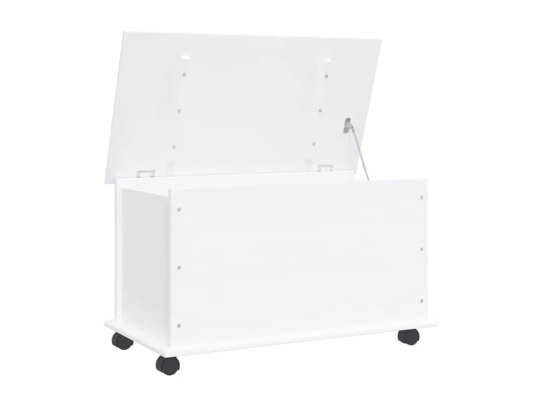 Coffre de rangement et roulettes ALTA blanc bois massif de pin