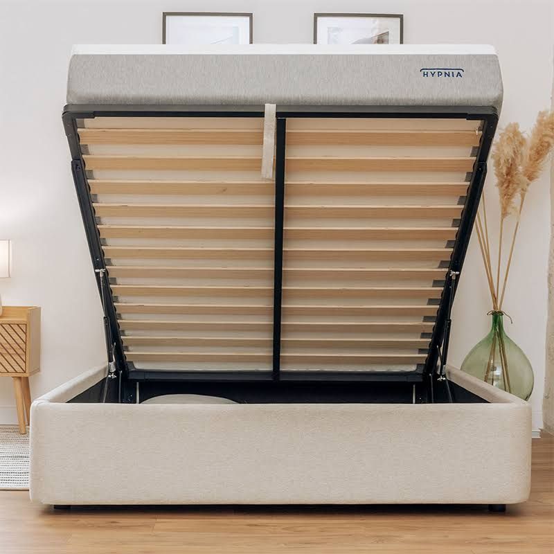 hypnia Boxspringbett Nova 200 Beige. Bett ohne Kopfteil mit viel Stauraum & Robustes Design