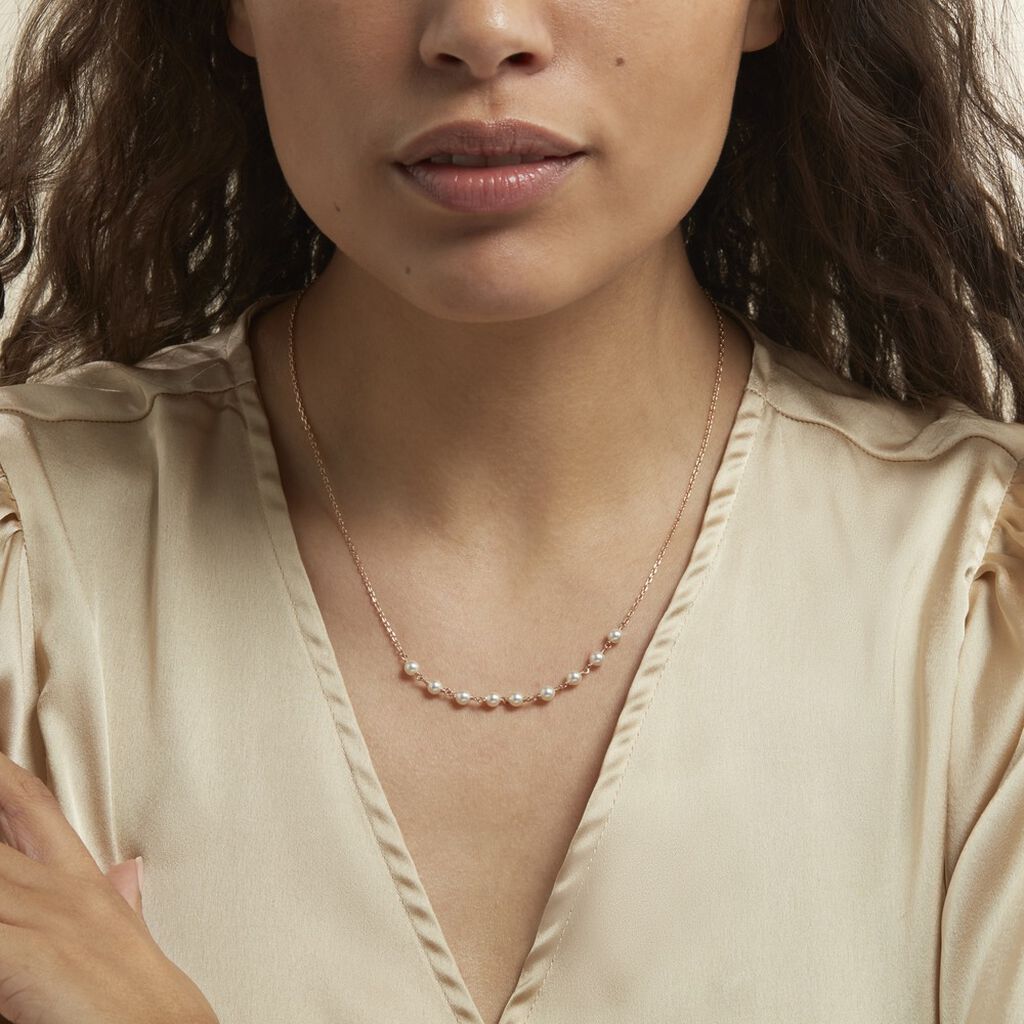 Collier Plaqué Or Jaune Aglaya Perles D'imitation