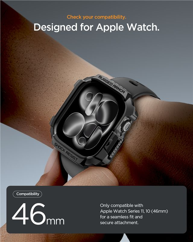Apple Watch (46mm) Rugged Armor 2 Case Bumper (ACS10499) - Schwarz