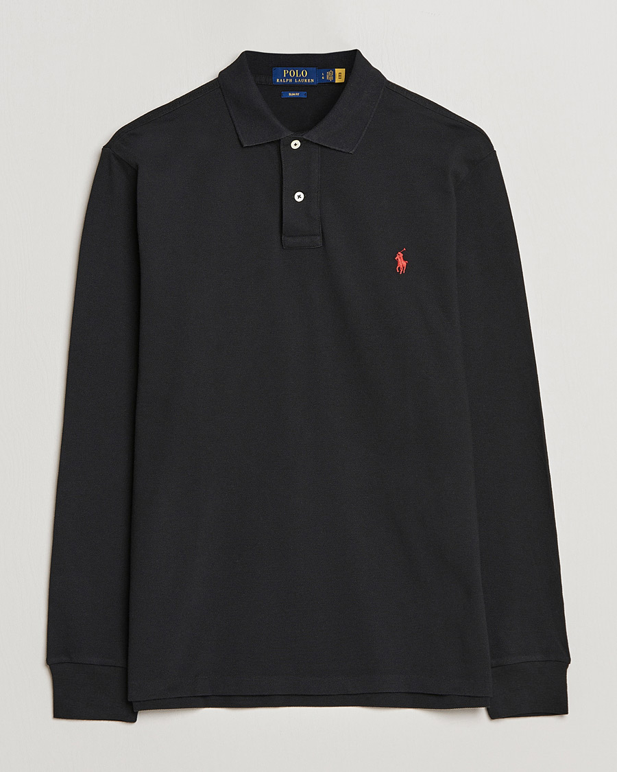 Polo Ralph Lauren Slim Fit Long Sleeve Polo Polo Black