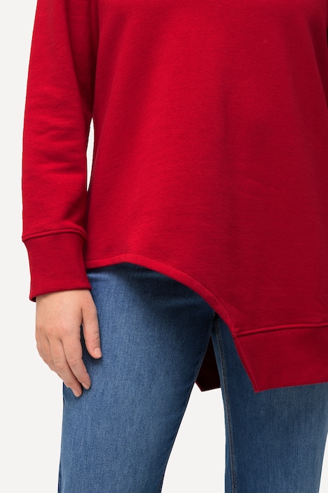 Long-Sweatshirt, Cut-Out, Stehkragen, Langarm, Biobaumwolle