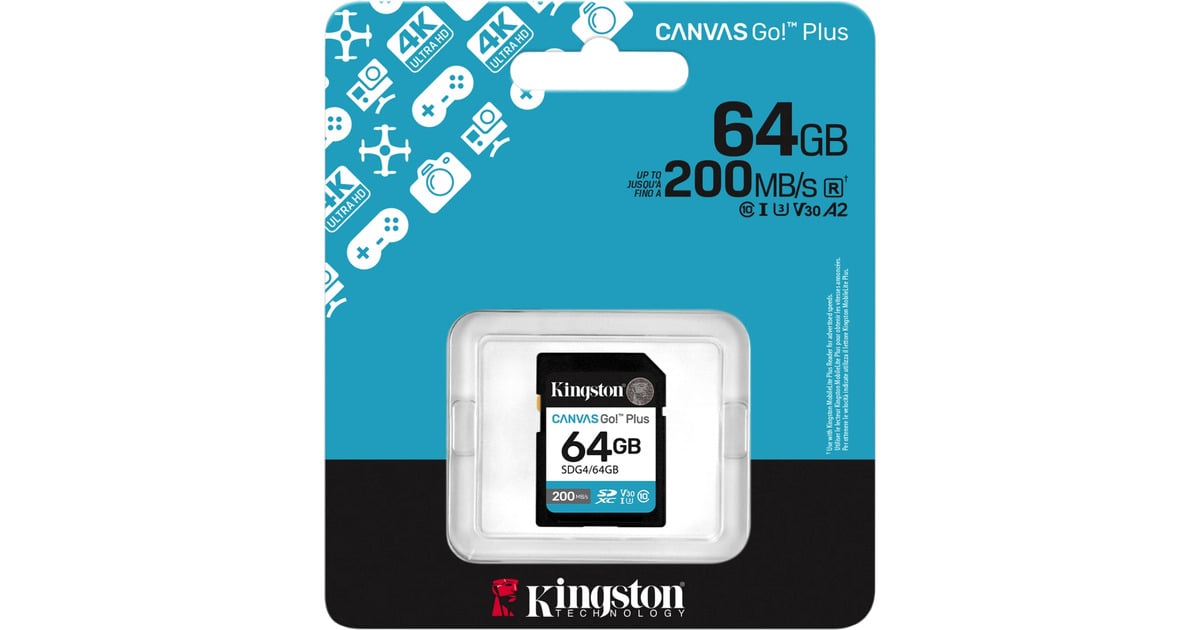 KingstonCanvas Go! Plus SDXC 64 GB geheugenkaart  (Zwart, Class 10, UHS-I U3, V30)