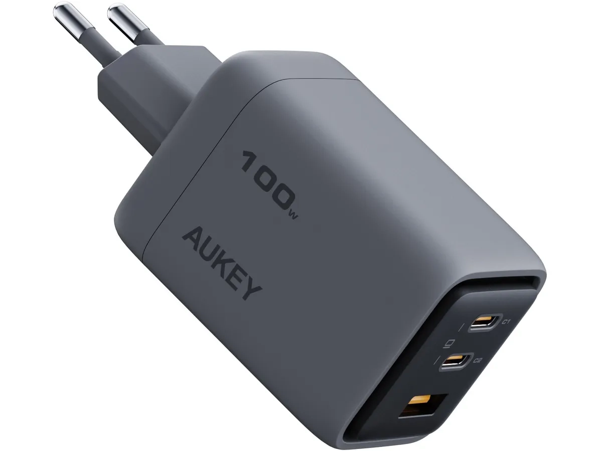 (100W) Comet Mix USB A / 2x USB C GaN Ladegerät Netzteil Power Delivery   Ladekabel (PA-C5 Bundle) - Schwarz