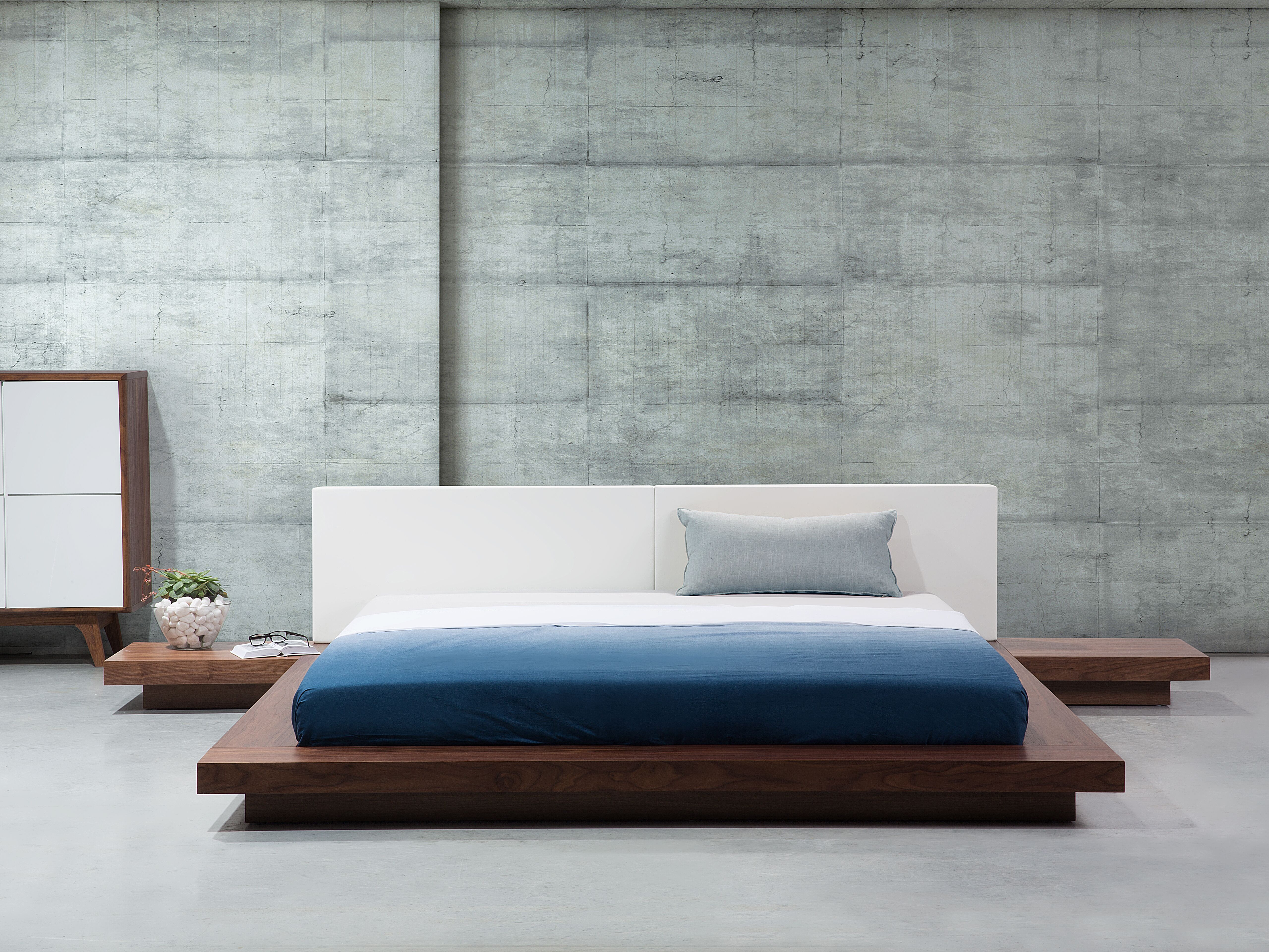 Bed met LED-verlichting ZEN 180 x 200 cm Bruin essenhout