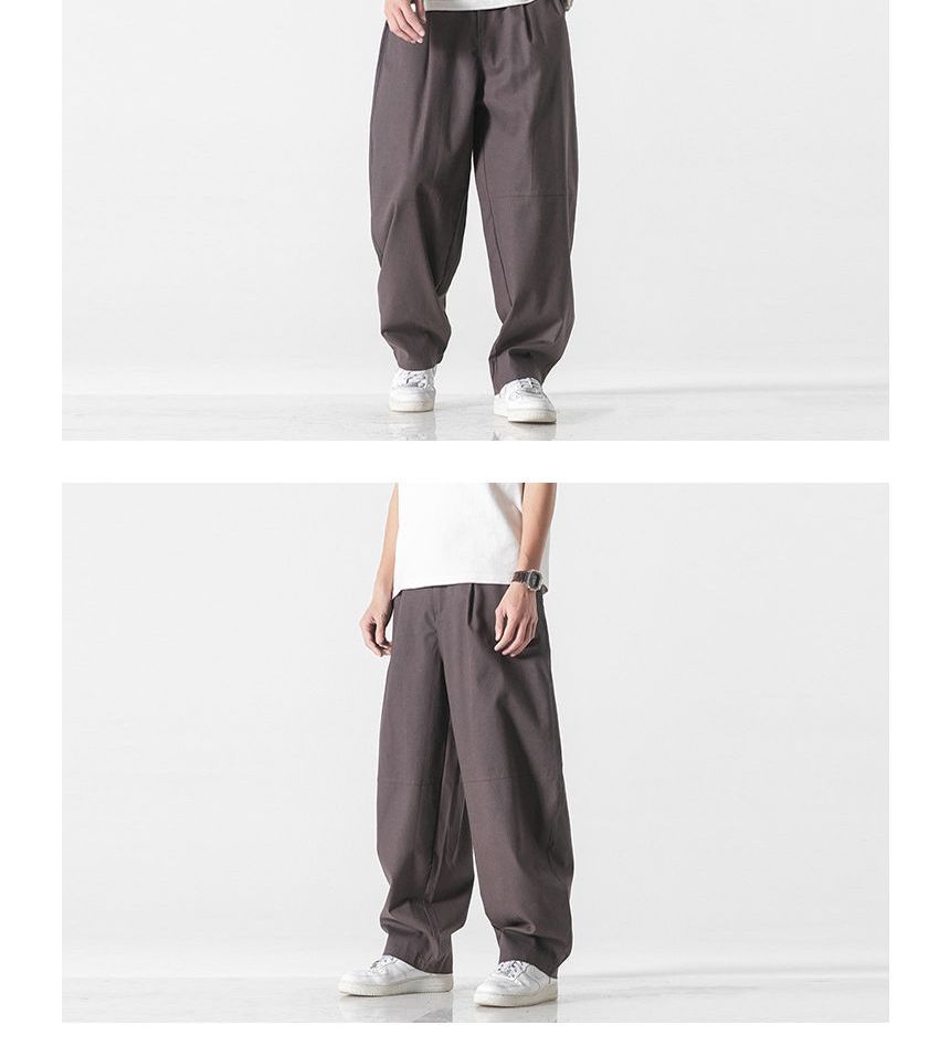 Lefitt - Hoge taille effen linnen wijde broek