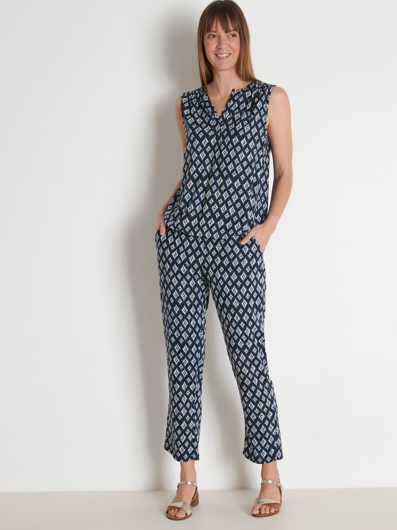Pantalon élastiqué tissu fluide