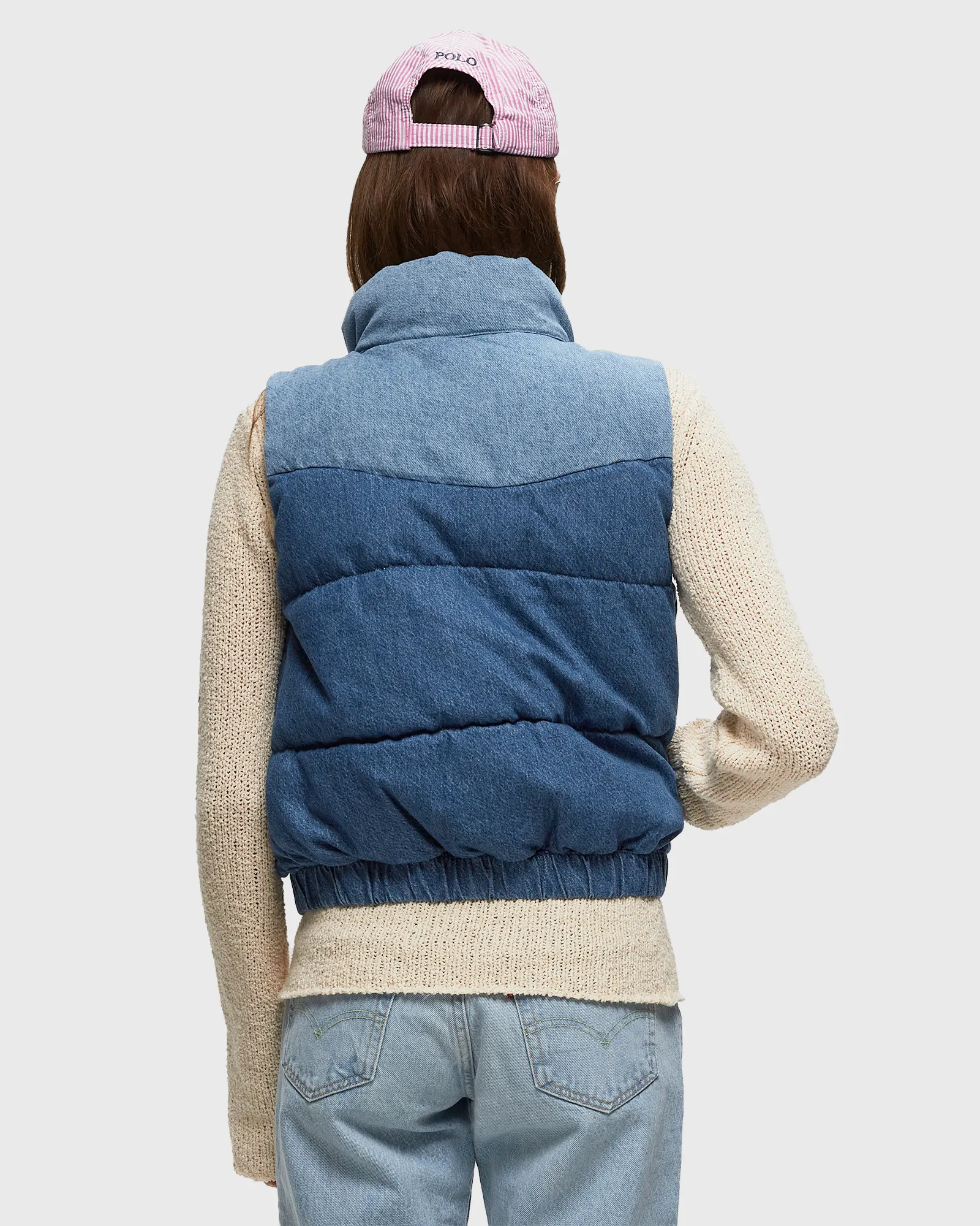 Levis JUNO WESTERN PUFFER VEST LIGHT INDIGO - WORN IN