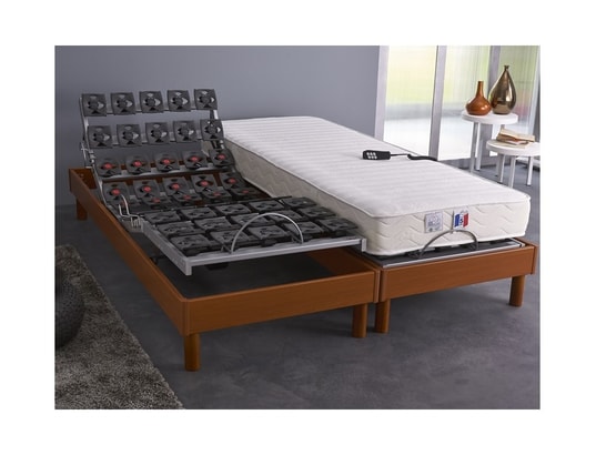 IDLITERIE - Matelas + Sommier 2 x 90 x 200 Ensemble relaxation tous plots + matelas mémoire de forme ...