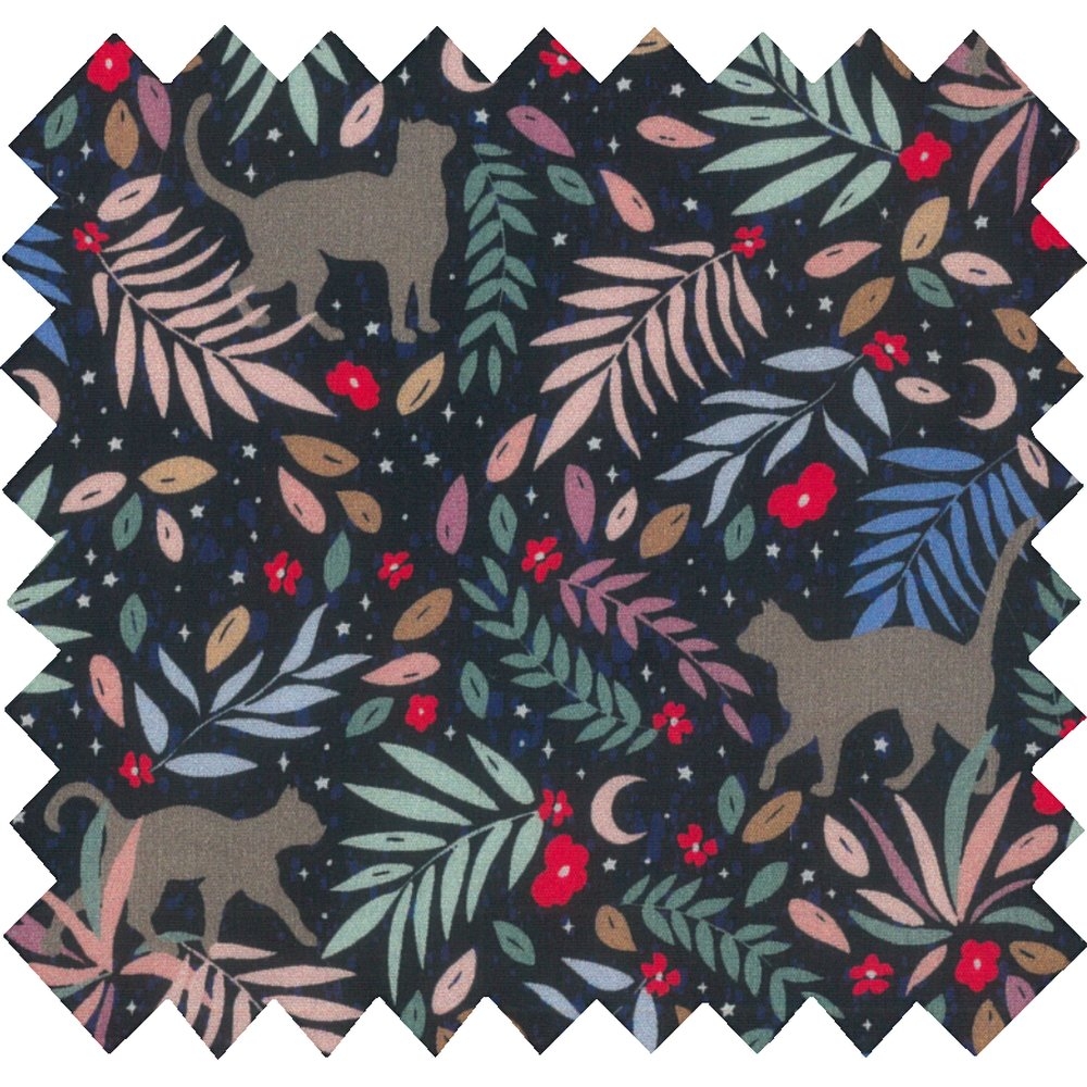 Tissu Coton Au Mètre Nuit Féline