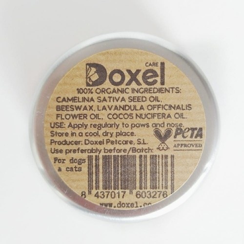 Bálsamo hidratante para patas e focinho de animais de estimação da Doxel Petcare.
