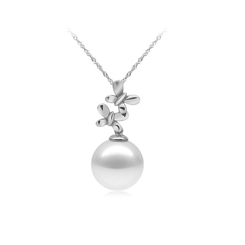 Pendentif Papillon en Argent 925 et Perle de Culture blanche