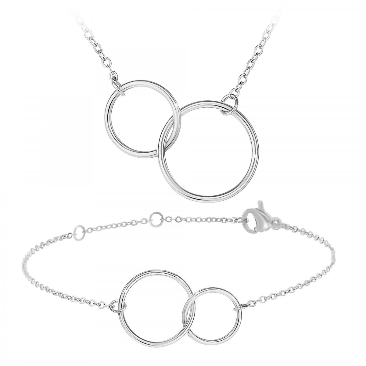 Collier et bracelet SC Crystal en Acier Rhodié argenté