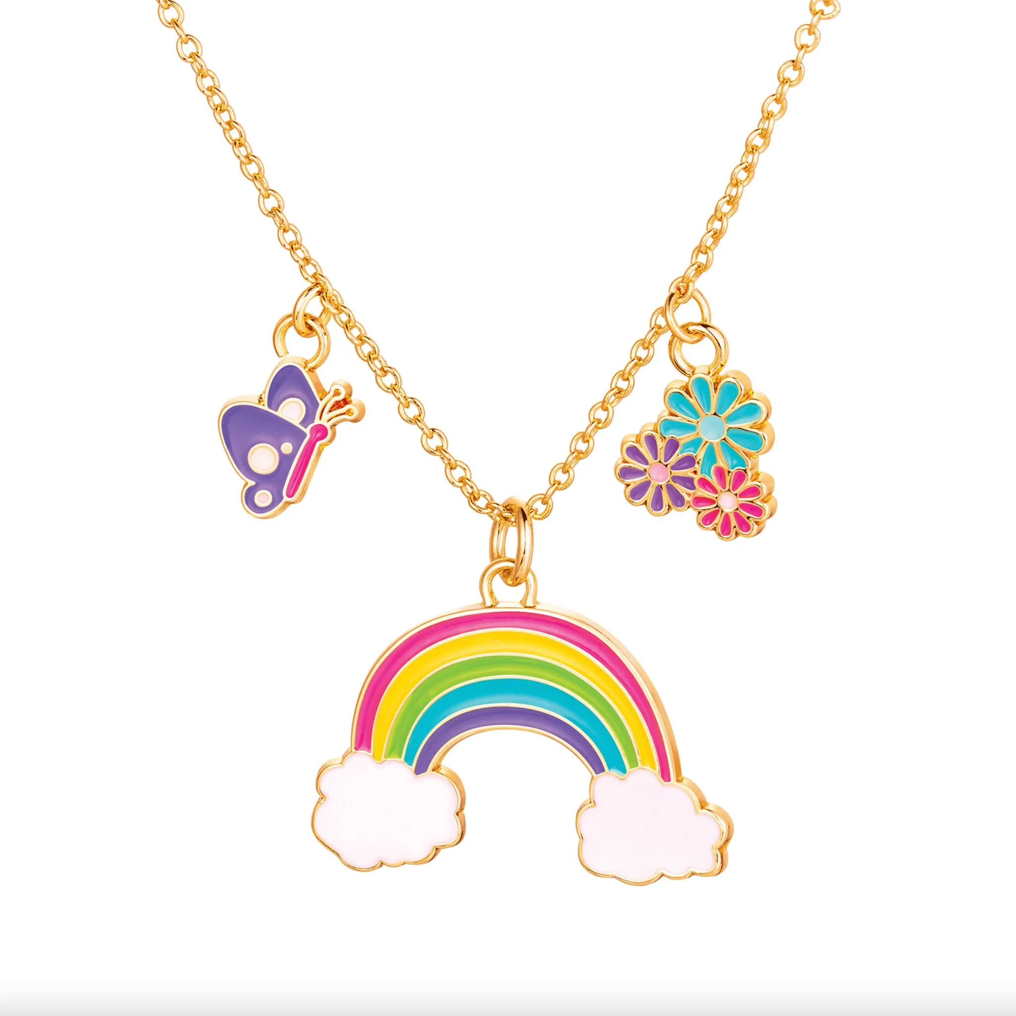 Girl Nation Coffret Cadeau Collier et Boucles d'oreilles de fantaisie - Arc-en-ciel