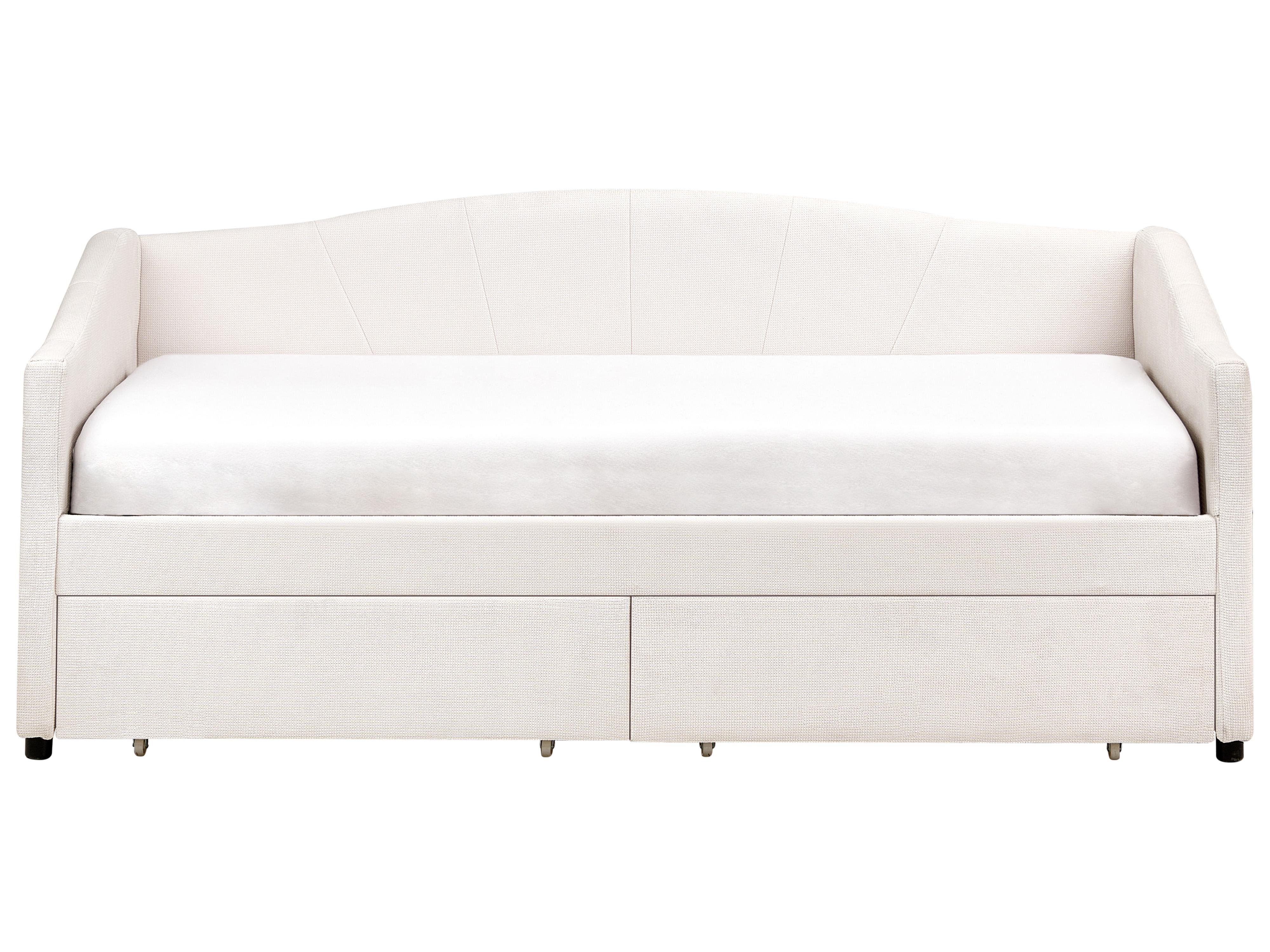 Bedbank met opbergruimte Stof VITTEL 90 x 200 cm Lichtbeige