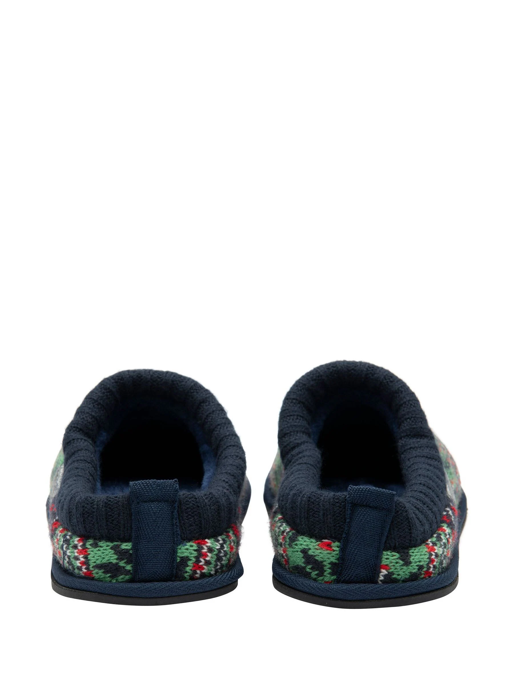 Rood - Dunlop heren pantoffelmuiltjes met Fairisle-patroon en warme voering