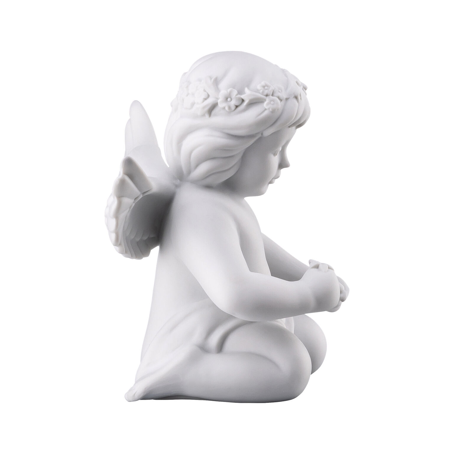 Angels Weiss matt Engel mit Blumenkranz
