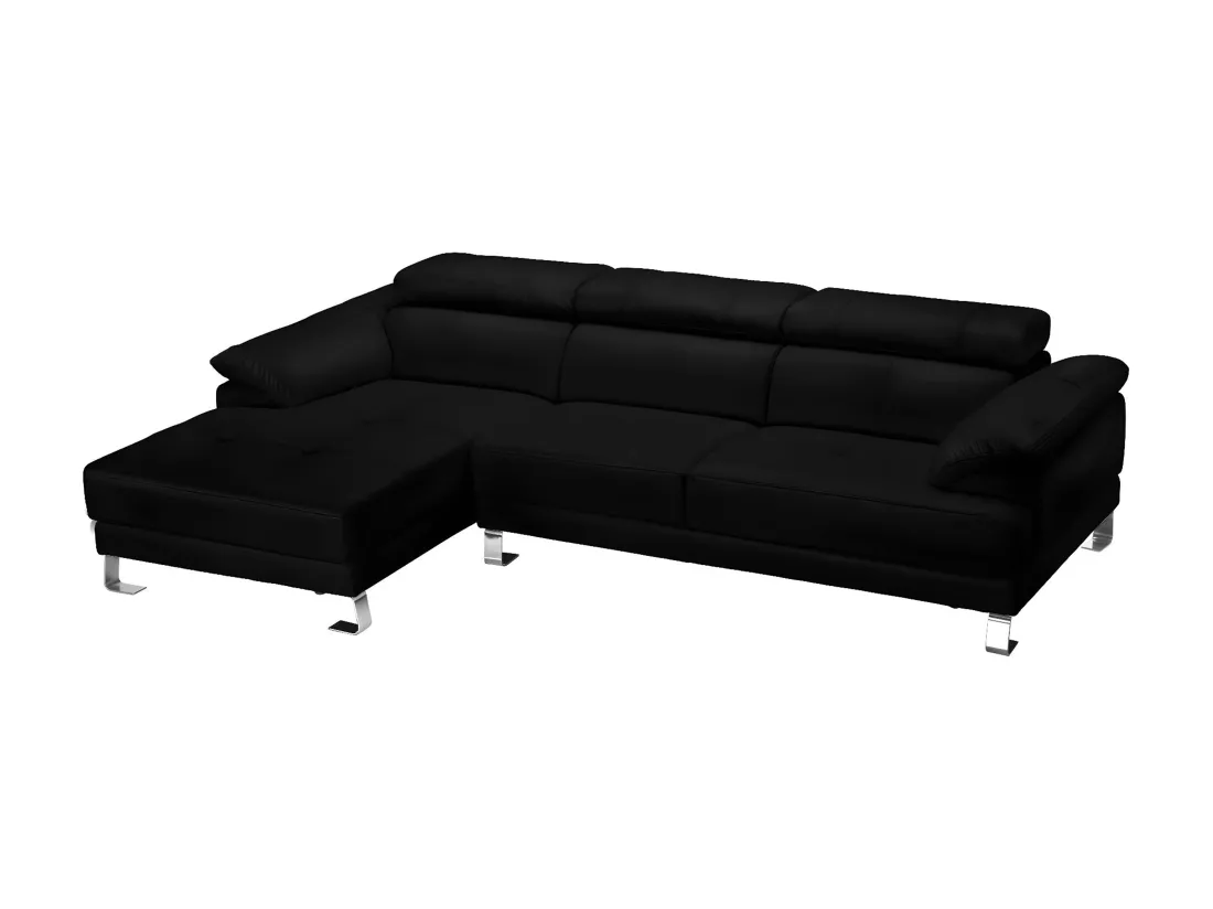 Canapé d'angle gauche en cuir premium noir EXCELSIORA