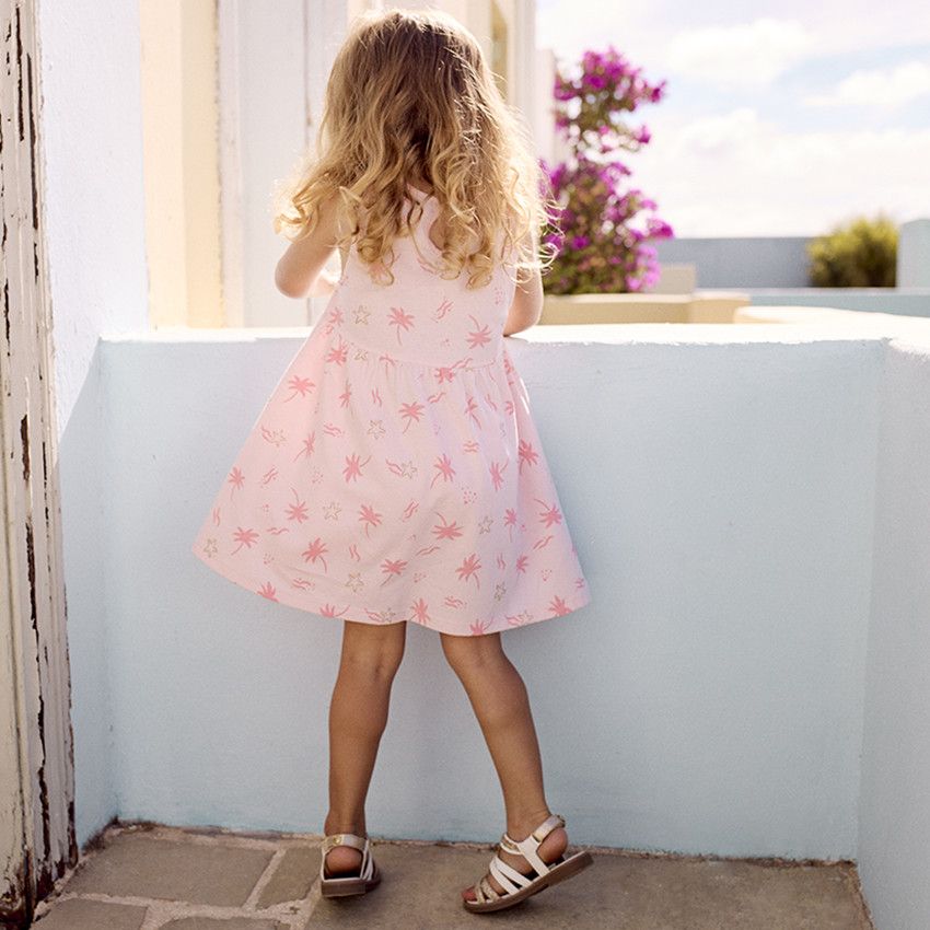 Robe sans manches imprimé fantaisie pour bébé fille - Rose