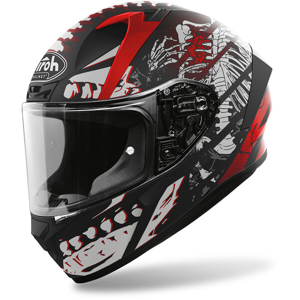 Airoh - Casque Valor Ribs Noir Mat / Blanc / Rouge