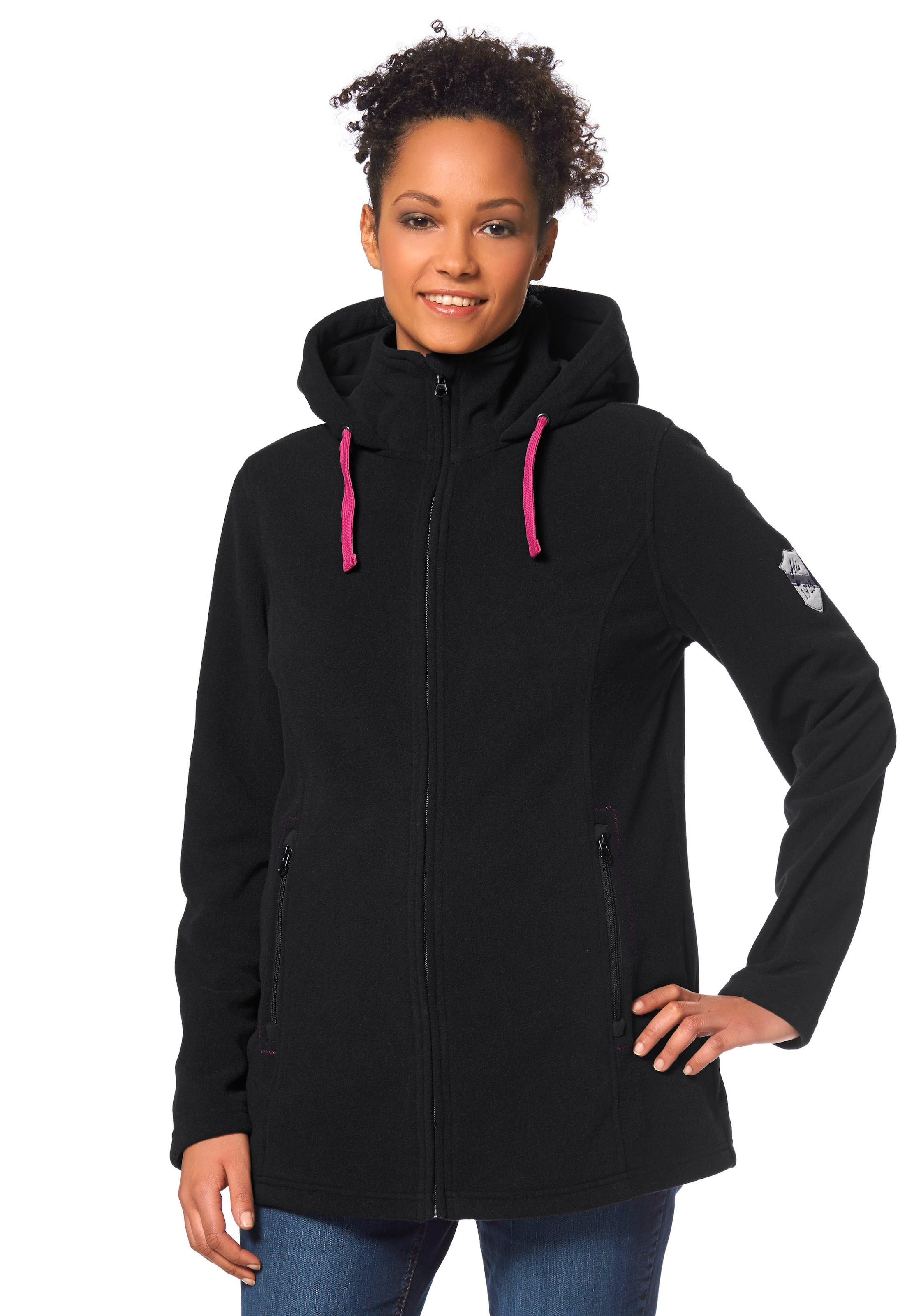 H.I.S Fleecejacke »aus recyceltem Material« mit Kapuze für kalte Temperaturen,  mit Kapuze und Kordelzug,  atmungsaktiv
