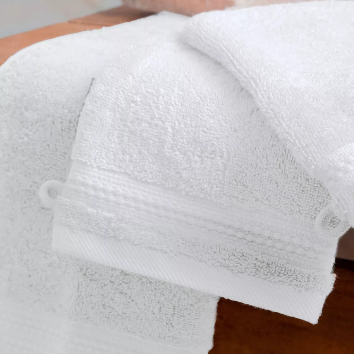 Lot de 2 gants de toilette coton bio (15 x 21 cm) Méline Blanc chantilly