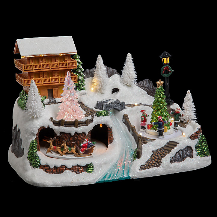 Village de Noël Chalet de montagne, lumineux et animé, LED