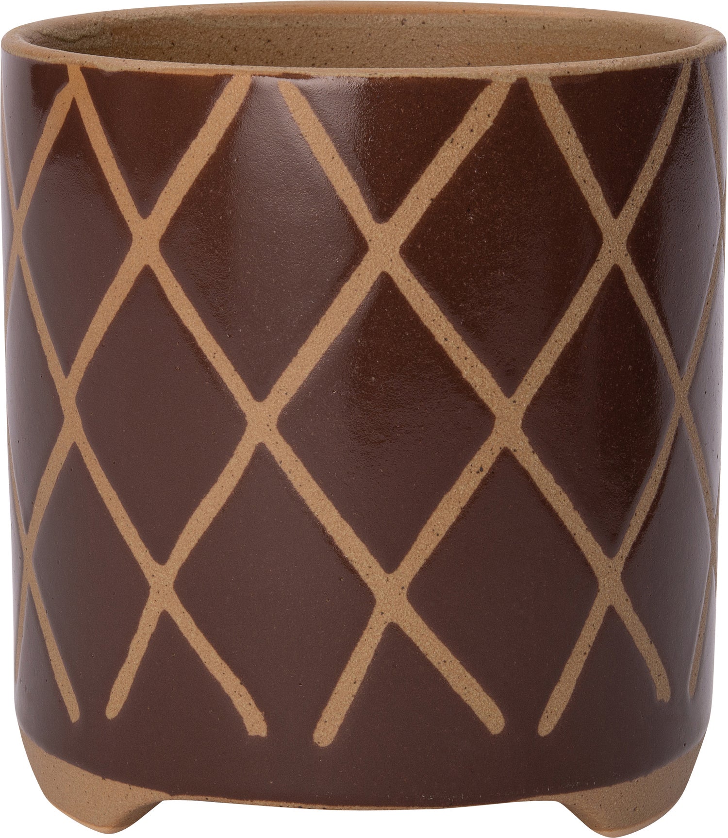 Intratuin bloempot op poten Blaise bruin / crème D 15,5 H 16,5 cm