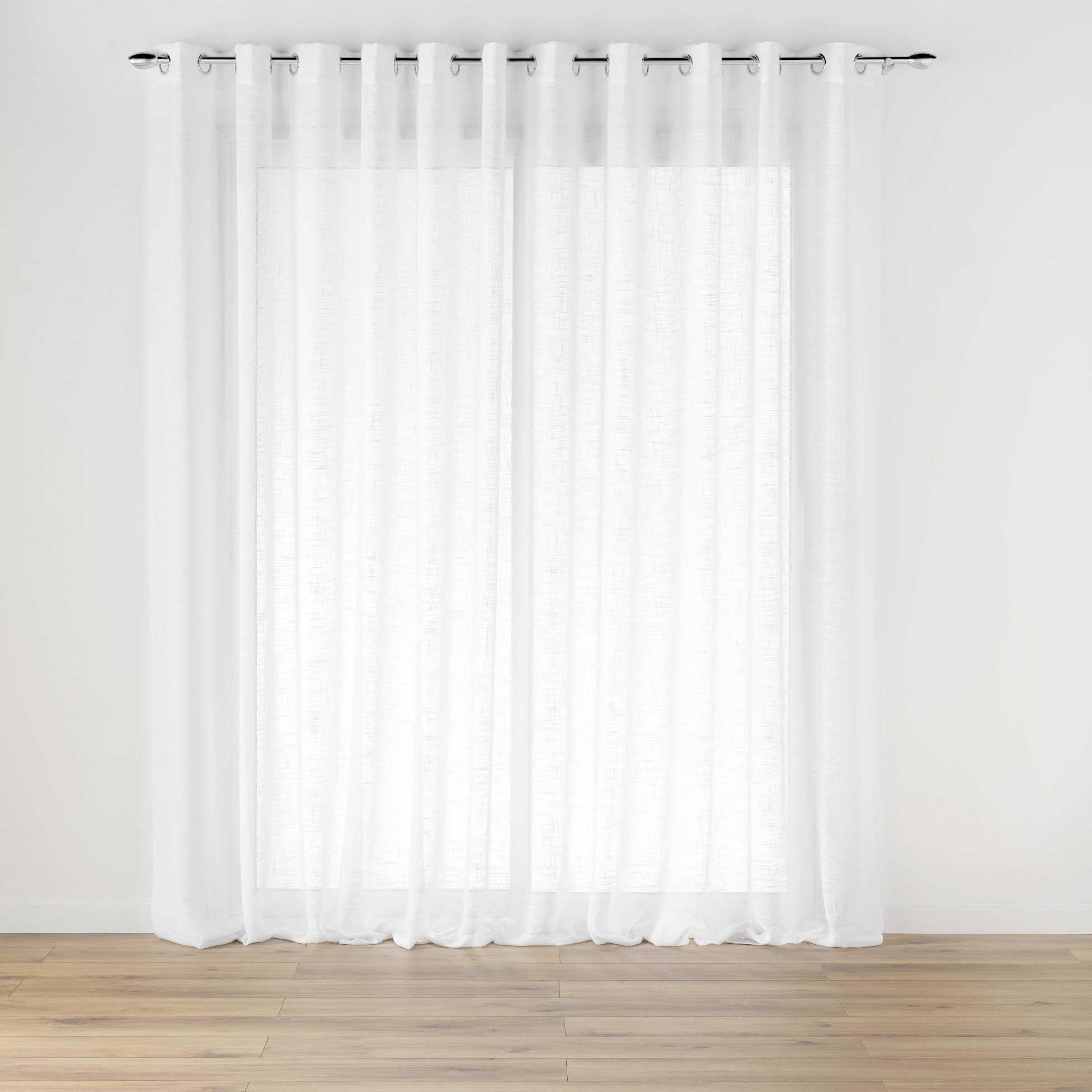 PANNEAU OEILLETS 400X240CM EFFET LIN TISSE HALTONA BLANC