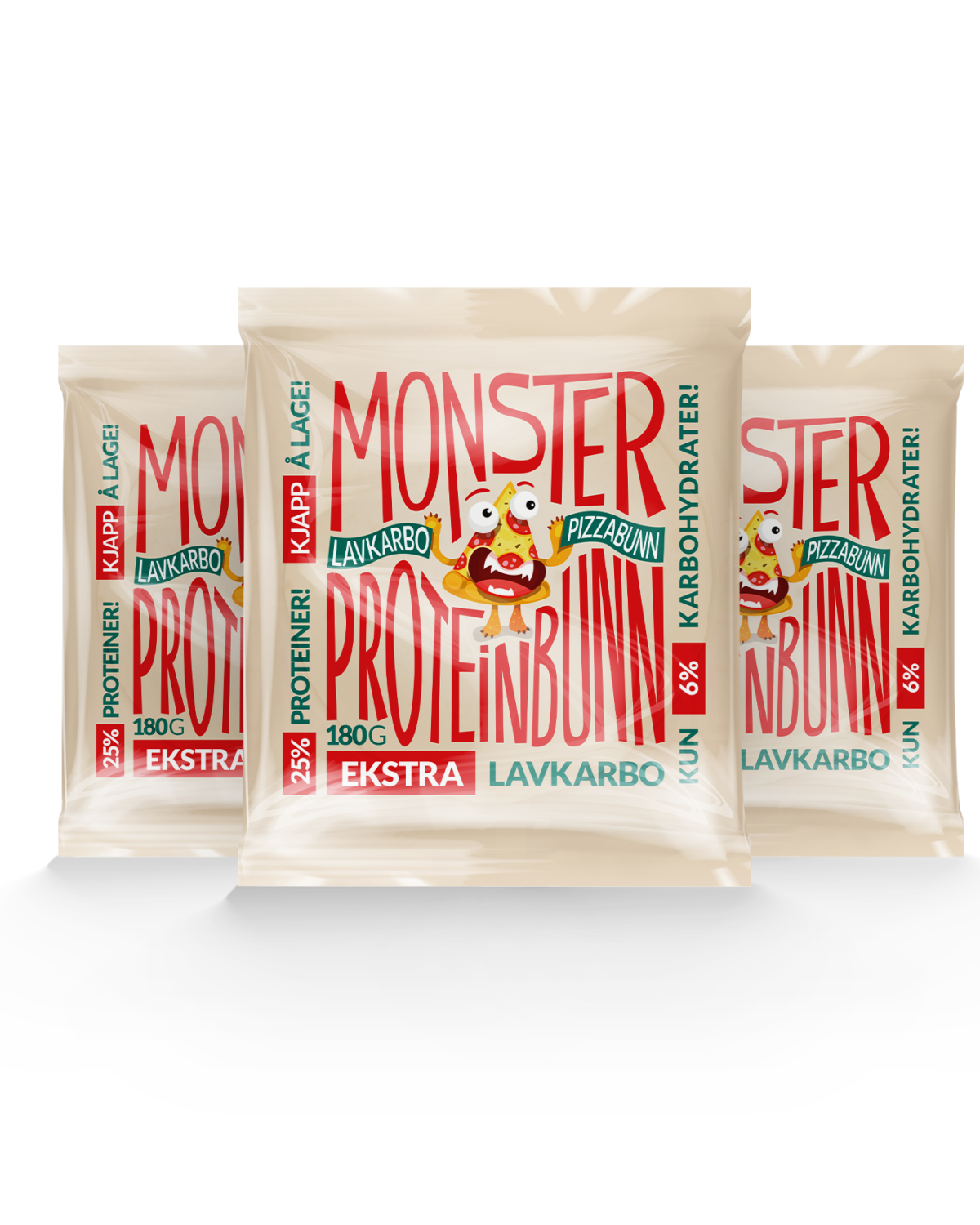 Monster Supersnacks Super-Lavkarbo Pizzabunn 180g (3-pack)