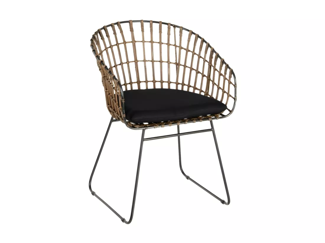 Fauteuil Rotin Marron/Métal - CARAMELO