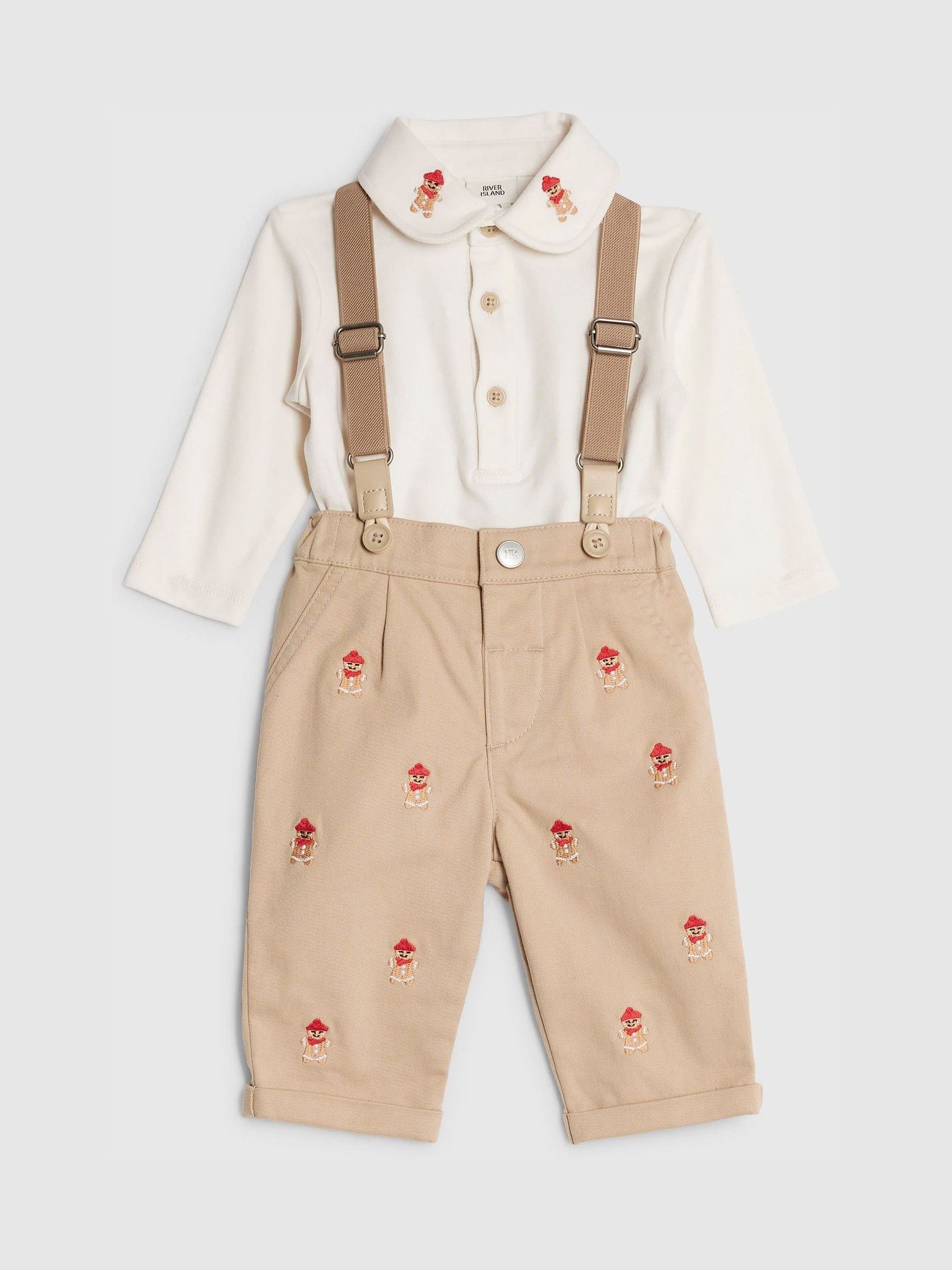 River Island Baby Boys Gingerbread Dungaree Set