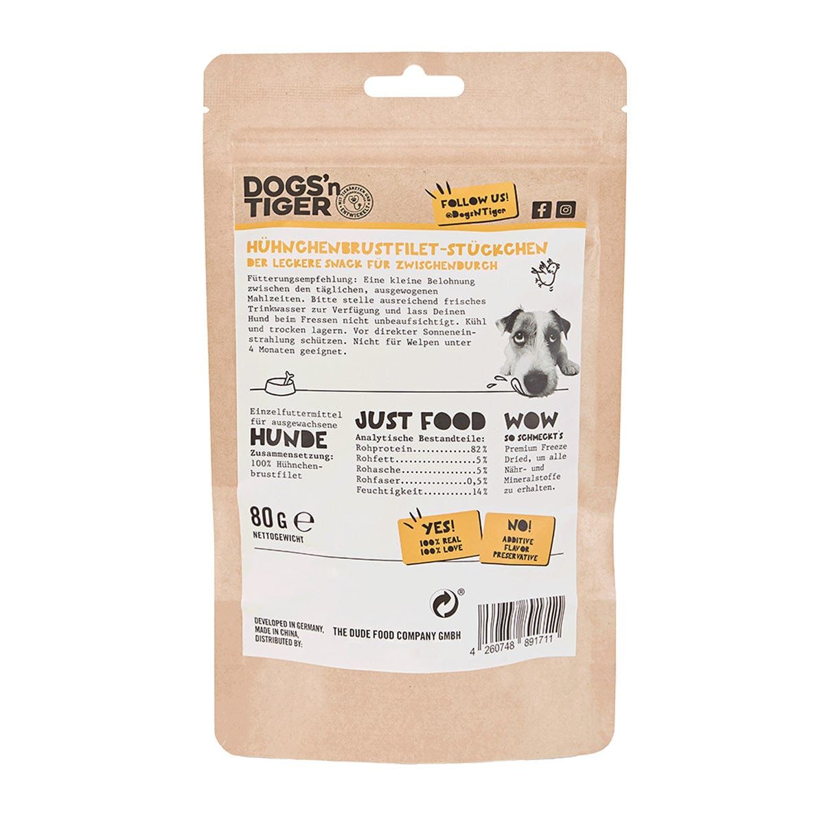 Dogs’n Tiger Adult Hunde Snacks Päuschen Mini, Leckerlies, 100% Hühnchenbrustfilet