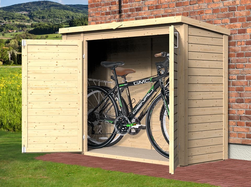 Coffre en bois bora 3 - 200 x 82 cm - stockage velo / outils - espace de rangement exterieur - coffre de jardin - abri de jardin