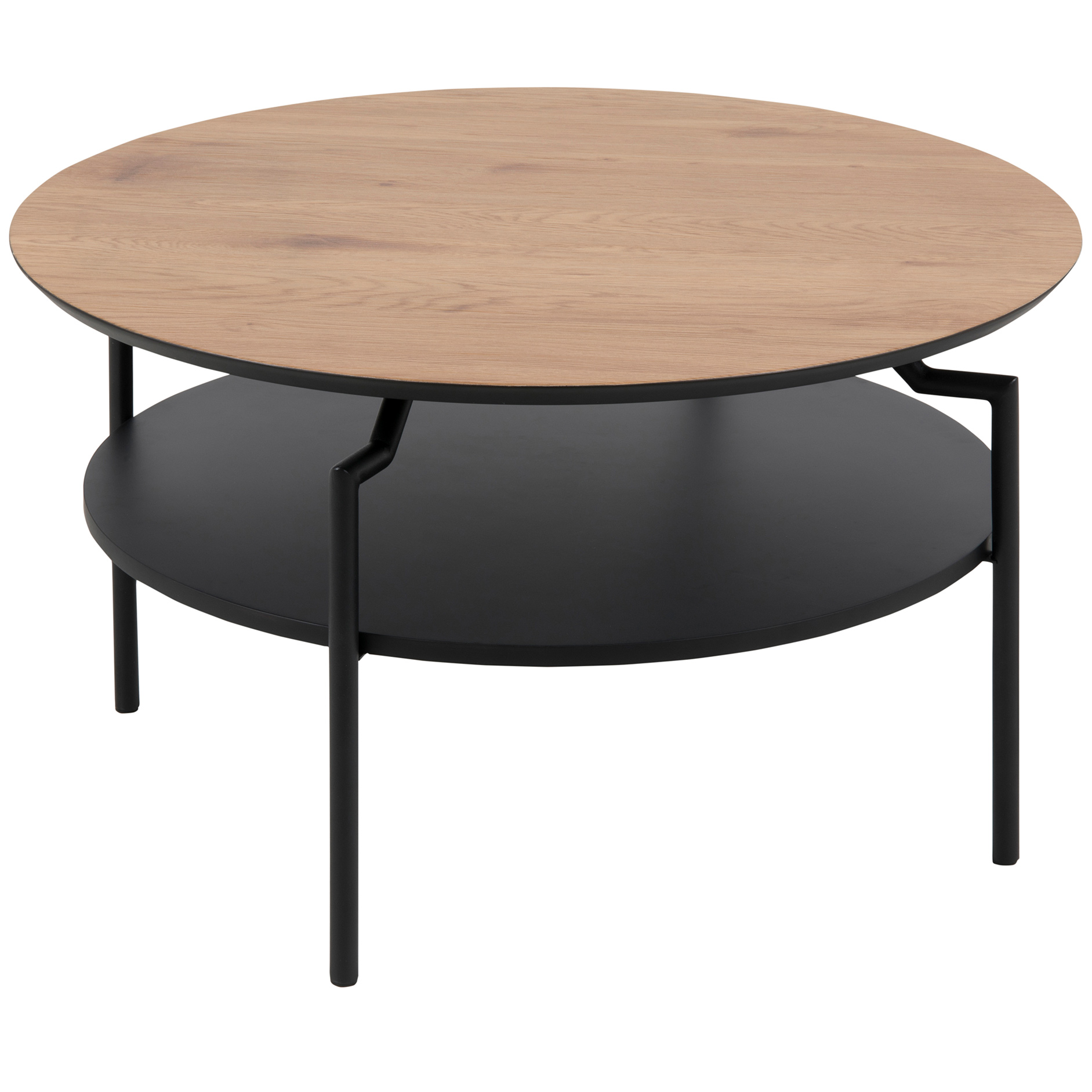 Couchtisch GOLDINGTON - holzfarben-schwarz - Ablage - Ø 80 cm